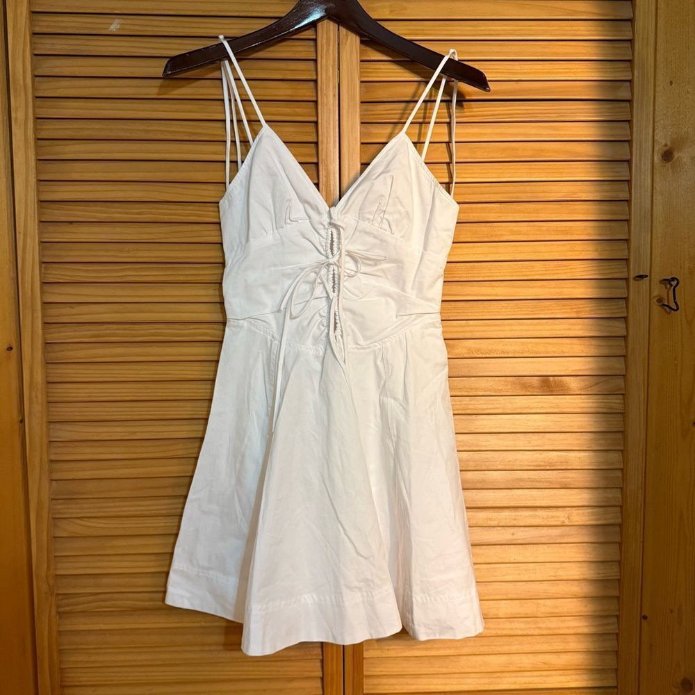 NWT Zara White mini Spaghetti Strap tie Dress size XS